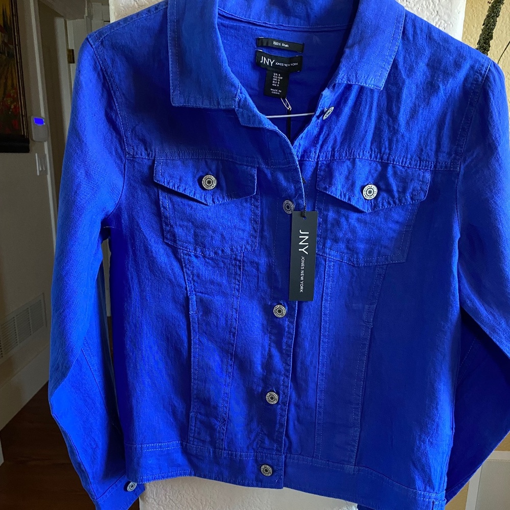 NWT Jones of New York Royal Blue Linen Jacket